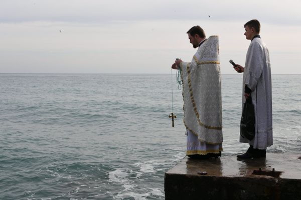 Чин освящения воды в честь празднования Крещения Господня в Алуште. 19 января 2019