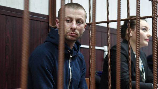 Денис Чуприков, подозреваемый в краже картины художника Архипа Куинджи из Третьяковской галереи, в Таганском районном суде Москвы. 29 января 2019