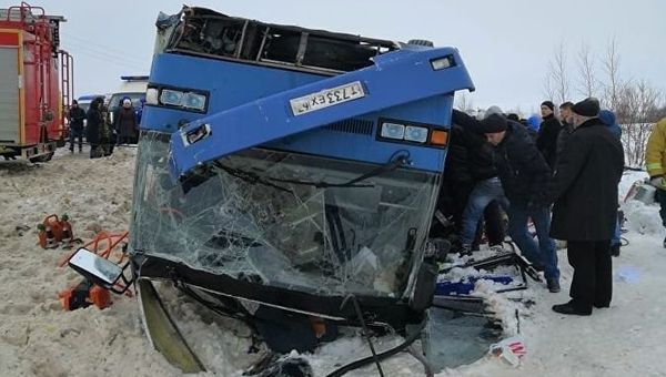 На месте ДТП с автобусом в Калужской области. 3 февраля 2019