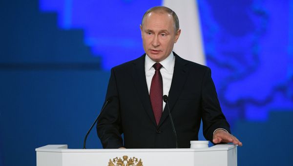 Президент РФ Владимир Путин выступает с ежегодным посланием Федеральному Собранию. 20 февраля 2019