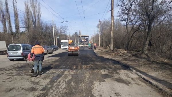Ремонт дороги на выезде из Симферополя в направлении Ялты
