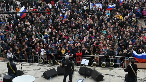  Празднование пятой годовщины Крымской весны на горе Гасфорта в Севастополе. 16 марта 2019 