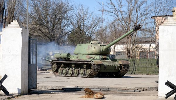 Восстановленный  танк времен Великой Отечественной войны. Архивное фото