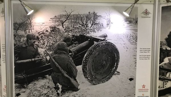 Выставка, посвященная 75-й годовщине освобождения Крым от немецко-фашистских захватчиков, в аэропорту Шереметьево
