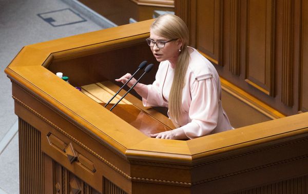 Лидер партии Батькивщина Юлия Тимошенко выступает на заседании Верховной рады Украины. 22 мая 2019
