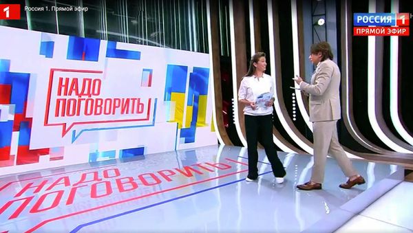 Стоп-кадр телемоста между Россией и Украиной Стоп-кадр телемоста между Россией и Украиной