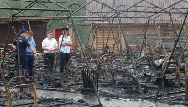 Пожар в палаточном городке в Хабаровском крае