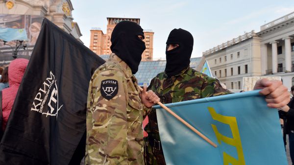 Участники акции меджлиса* в Киеве. Архивное фото